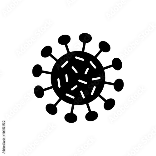 Coronavirus Vector Illustration in Black and White Depicting Viral Structure and Pandemic Concerns with Scientific Accuracy