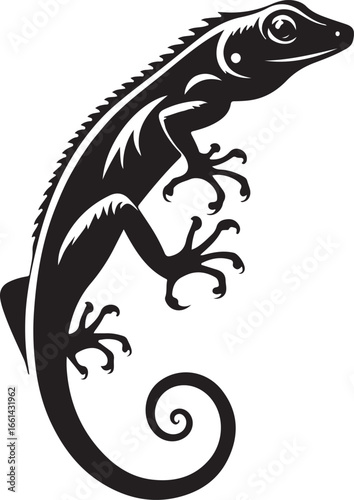 Anole lizard silhouette reptile wildlife illustration