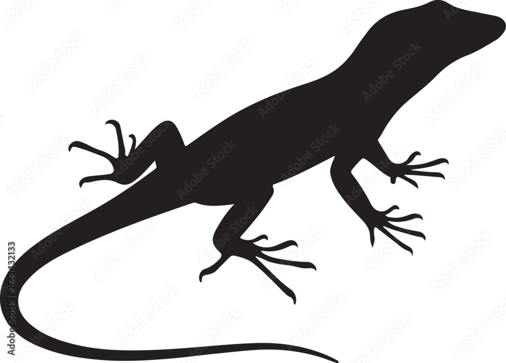 Obraz premium Detailed anole lizard silhouette illustration for nature and wildlife designs