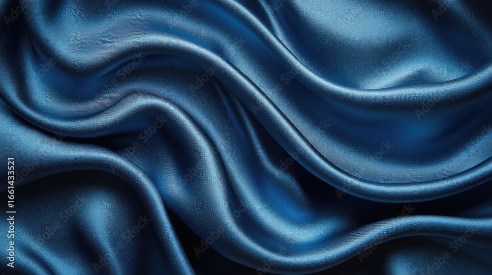 Obraz premium Draped Blue Silk Fabric Showing Elegant Waves