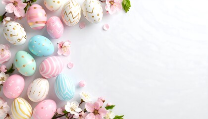 Pastel Easter eggs & blossoms border (1)
