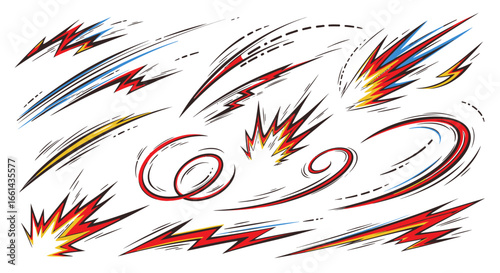 Dynamic comic style speed lines and action effects add vibrant energy to designs