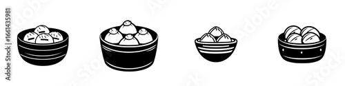 Delicious dumplings presented in a variety of bowls showcasing traditional Asian cuisine