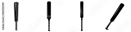 Various styles of wooden baseball bats displayed against a white background with attention to shape and design features