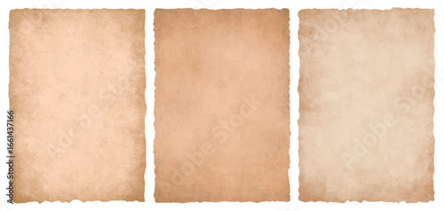 Set of aged vintage paper textures. Old parchment sheets for background or design template