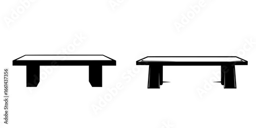 Comparison of two different table designs showcasing unique structural elements and styles