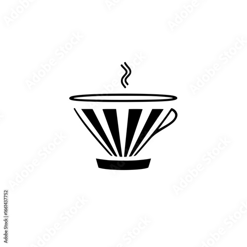 Warm coffee brewing in a stylish dripper on a sunny morning kitchen counter