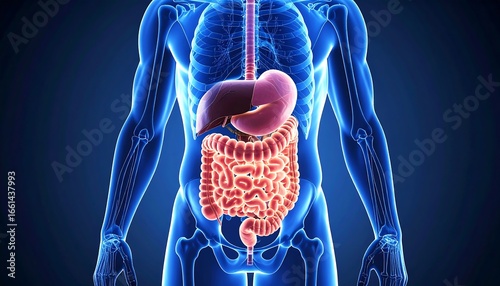 Human digestive system anatomy illustration