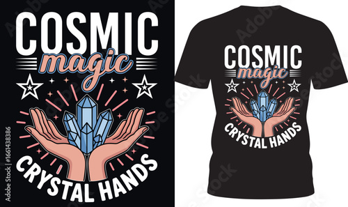 Cosmic magic crystal hands stars