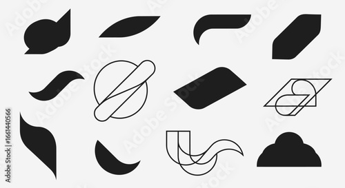Modern abstract shapes for graphic design projects, dynamic and versatile design elements