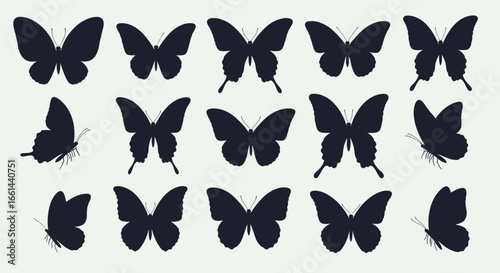 Elegant dark butterfly silhouettes showcase nature's beauty in a versatile design collection