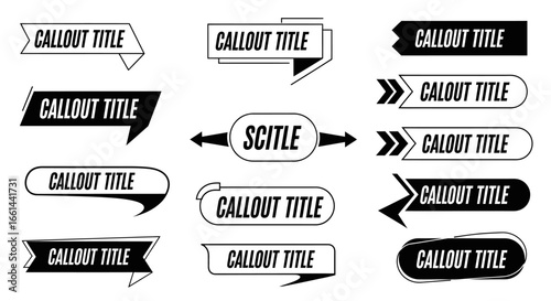 Dynamic modern callout titles and banners for impactful text presentation and design elements