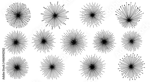 Chic modern starburst burst graphic elements add dynamic flair to your design projects