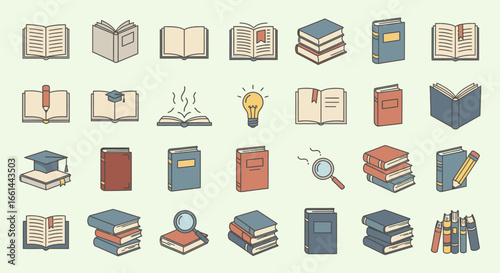 Discover knowledge and learning with these charming book and education icons, perfect for any academic project