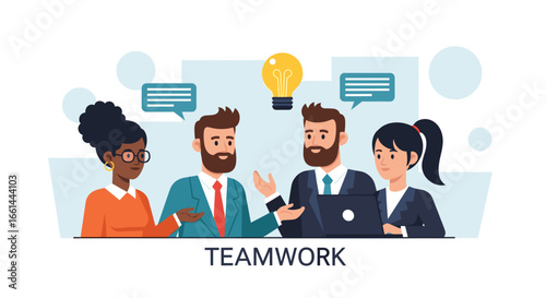 Diverse business team collaborating and brainstorming new ideas, fostering innovation and effective communication in a professional meeting environment. Ideal for corporate success concepts.