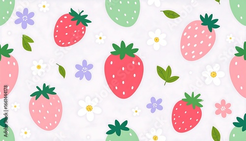 Strawberry floral pattern illustration