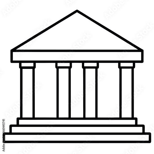 Bank Building Easy Line Art Coloring Page for Kids