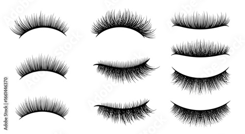 False eyelashes collection for glamorous makeup looks and beauty enhancements, creating a bold and alluring eye effect