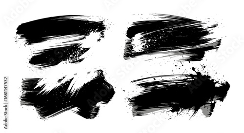 Bold black brushstrokes on white background for striking graphic design elements and artistic compositions