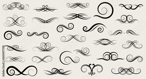Elegant swirl elements for vintage designs, invitations, and decorative ornaments, adding a touch of sophistication