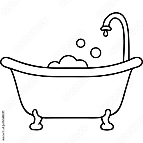 Bathtub Outline Drawing Printable Coloring Sheet