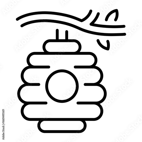 A linear icon showing a beehive structure