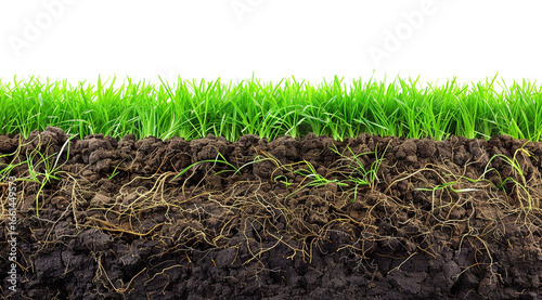 green grass in the soil