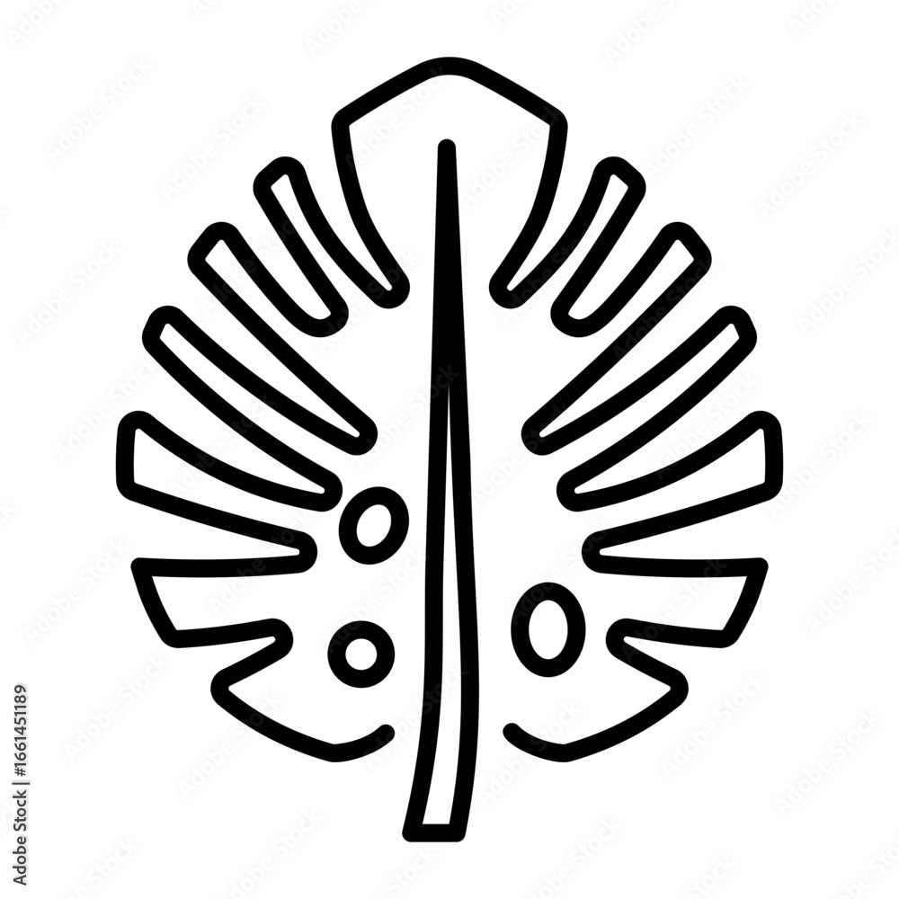 Obraz premium A linear style icon representing monstera leaf