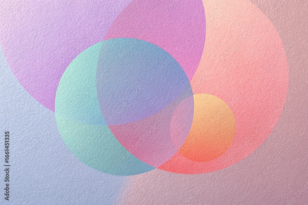 Fototapeta premium Pastel abstract with overlapping circles, soft colors, textured background