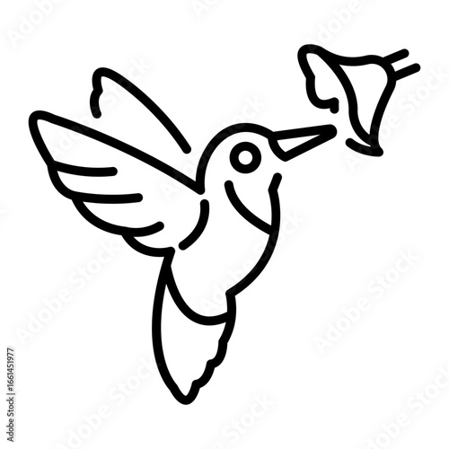 A linear style icon representing hummingbird
