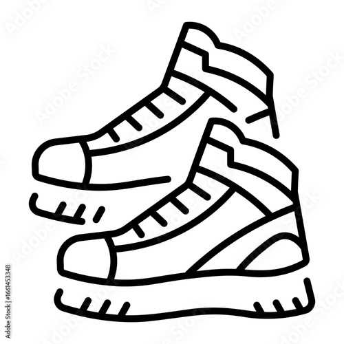 A linear style icon representing rainforest shoes