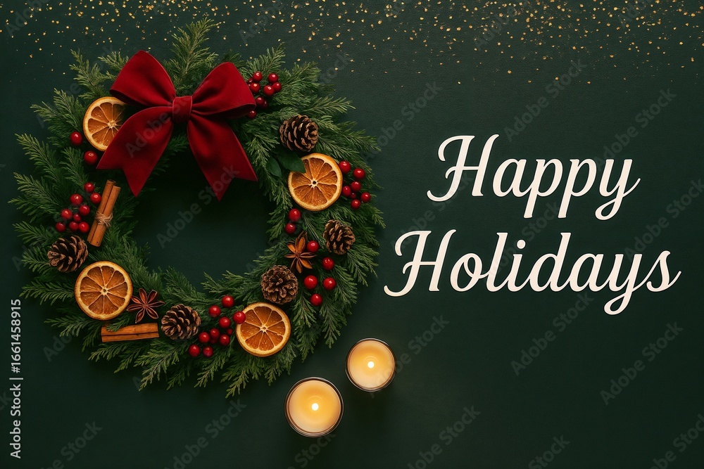 Naklejka premium christmas greeting card with christmas decorations