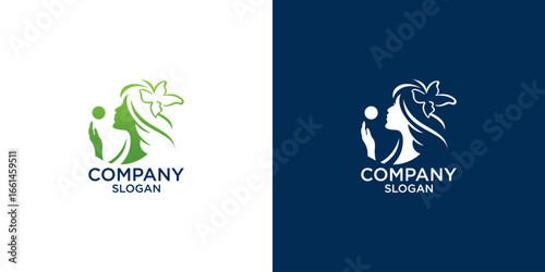 natural beauty salon feminine logo design	