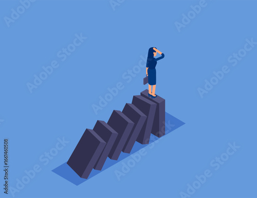 Desperate businessman . Flat isometric vector concept