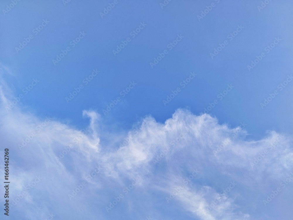 Fototapeta premium Clear blue sky with clouds for International clean air day for blue sky concept, Copy space