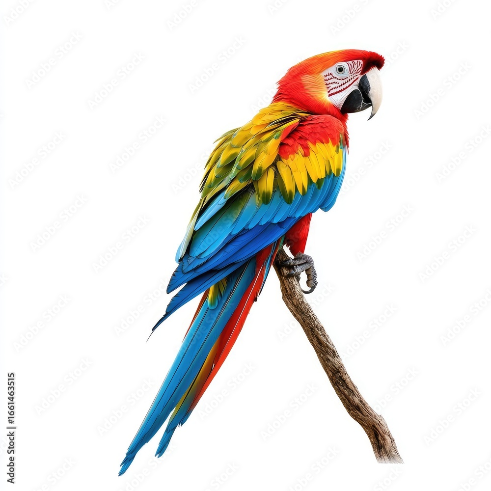 Fototapeta premium Vibrant macaw perched on branch (1)
