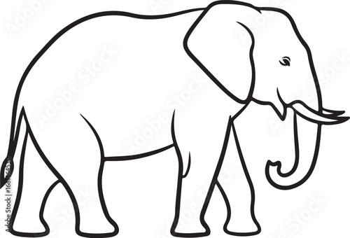 Black and White Line Art of an Elephant animal mammal