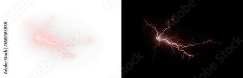 Red, lightning, bright, energy, bolt thunder creates electric storm. PNG red, lightning, bright, energy, bolt spark glows in Overlay with transparent burst. Powerful neon PNG perfect for thunderstorm