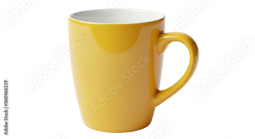 Isolated Plain Yellow Ceramic Coffee Mug