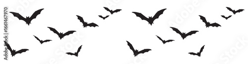 Flock of Flying Bat Silhouettes Illustration