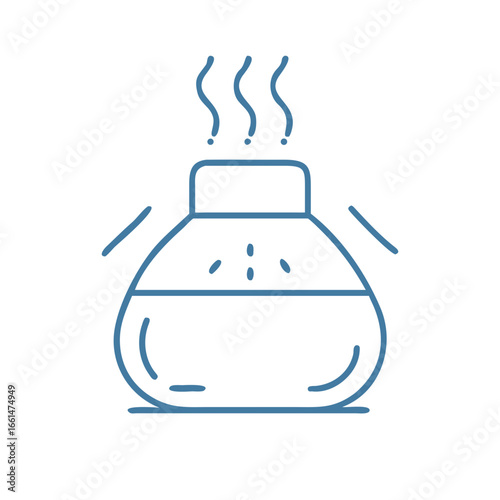 Line art of essential oil diffuser, used in yoga and meditation for calming atmosphere and sensory balance.
