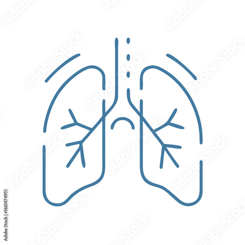 Simple outline of human lungs as a symbol of breath control, pranayama, and deep breathing in yoga practice.
