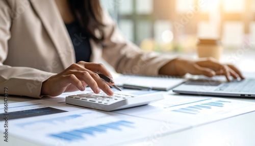 Business person calculating on calculator