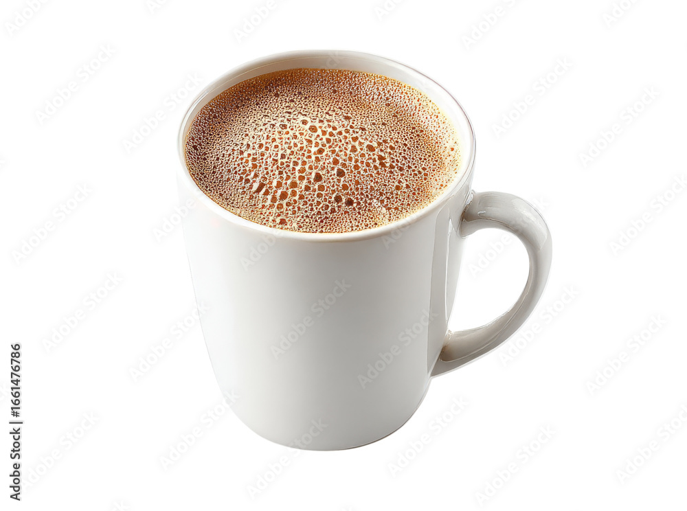 Fototapeta premium Aromatic coffee in white mug hot drink breakfast beverage caffeine energy, Isolated On Transparent Background