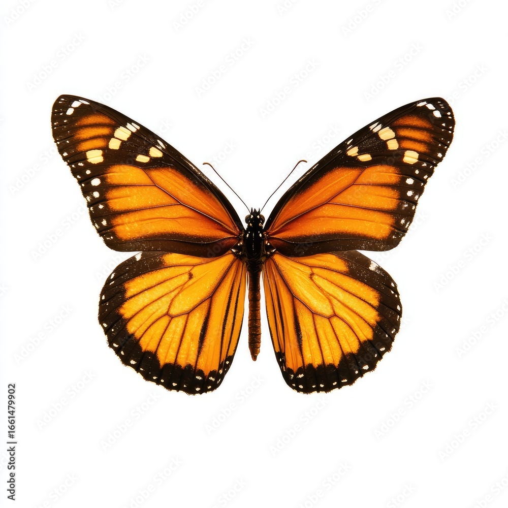 Fototapeta premium Orange butterfly with black markings, wings spread