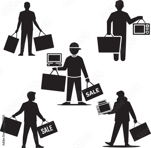 Shopping spree vector for retail sales and consumer purchase