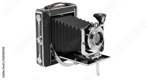 Isolated vintage folding camera