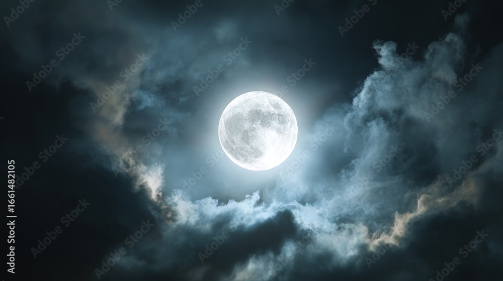 Full moon with clouds atmospheric background, glowing moon surrounded by drifting clouds, minimalist aesthetic Full moon with clouds atmospheric background, glowing moon surrounded by drifting clouds, minimalist aesthetic