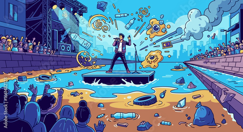 Polluted River Concert: A Metaphorical Illustration of Environmental Neglect