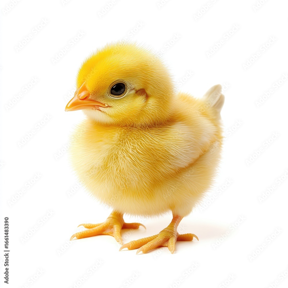 Obraz premium Yellow chick against white background